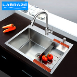 德国LABRAZE单槽 厨房洗菜盆304不锈钢加厚拉丝洗碗池盆水槽套餐