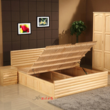 特价全实木床 松木1.8米双人床 卧室家具 气压书架储物箱体床环保
