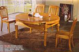 餐桌椅组合升降开合实木导轨圆形可调节简约现代实木橡木柚木色