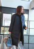 韩国官网正品代购SS1207冬季保暖小翻领单排扣双面长款棉衣大衣