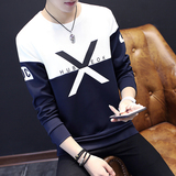 2016青少年潮流韩版男士圆领薄款T恤 男生长袖修身打底衫修身卫衣