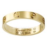 Cartier卡地亚LOVE经典窄款18K黄金螺纹情侣对戒指玫瑰金男女指环