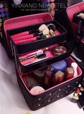韩国大容量专业多层化妆箱防水小号手提旅行便携简约化妆包收纳包