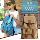 双肩包女包2016新款韩版潮帆布包男学院风学生书包电脑包旅行大包