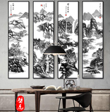 新中式装饰画现代简约客厅沙发背景墙挂画禅意山水风景玄关竖版画