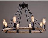 美式乡村个性工业风酒吧咖啡厅餐厅麻绳吊灯北欧复古创意圆形灯具