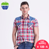 texwood苹果春夏新款型男潮流衬衫 英伦修身青年格子衬衫9618411A
