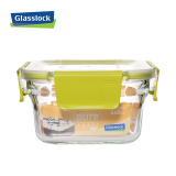 韩国glasslock钢化玻璃保鲜盒 创意微波炉饭盒便当盒长方形440ml