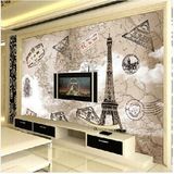 热卖欧式现代大型壁画埃菲尔铁塔 客厅电视沙发办公室背景墙壁纸