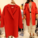韩国东大门代购2015秋冬装新款宽松廓形羊毛呢外套双面羊绒大衣女