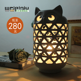 创意台灯卧室床头灯 时尚可爱动物猫头鹰造型 陶瓷镂空温馨个性