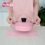 日本Fasola自由裁剪餐桌隔热垫 加厚硅胶碗垫 耐高温锅垫2片装