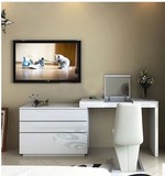 简约现代白色烤漆梳妆台翻盖镜子宜家卧室化妆台电视柜组合可定制