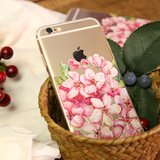 爱极客新春粉色桃花苹果6s手机壳iphone6 plus硅胶套软浮雕玫瑰金
