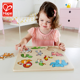 德国Hape木制动物大抓手拼图 2-4岁儿童宝宝益智智力创意早教玩具
