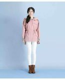 2015冬装新款韩版女装纯色长袖中长款抽绳女士风衣薄棉衣