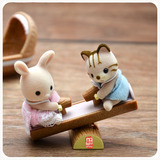 森贝儿森林家族正品小兔宝宝玩具套 奶糖猫跷跷板 迷你过家家玩具