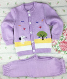 纯手工编织儿童毛衣 婴儿 宝宝 儿童开襟毛衣+背带裤 套装