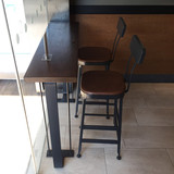 铁艺星巴克桌椅铁艺实木皮质吧台椅凳高脚椅咖啡酒吧凳餐椅会议桌