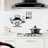 三代可移除墙贴纸 纯黑色小人物装饰贴画厨房餐厅贴纸 小厨娘