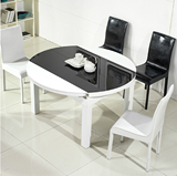 绿茶家居 现代简约钢化玻璃餐桌椅组合 创意折叠拉伸缩烤漆餐桌台