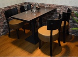 复古实木咖啡厅桌椅高档时尚西餐厅桌椅组合简约甜品店圆桌椅组合