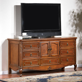 美式电视机柜实木1.5米卧室高电视柜简约欧式客厅家具地柜储物柜