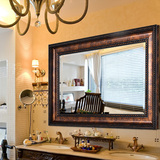 众想 奢华欧式咖啡色浴室镜子玄关镜装饰镜壁挂卫生间镜子卫浴镜