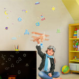 儿童房幼儿园卧室墙贴纸装饰玻璃贴画防水夜光贴壁贴壁纸星球世界
