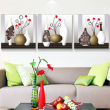 客厅装饰画 沙发背景墙挂画卧室无框壁画三联画现代简约冰晶花瓶