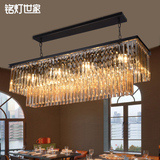 RH 美式乡村复古水晶客厅灯具餐厅灯欧式铁艺长方形创意个性吊灯