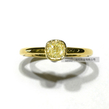 天然中彩彩色钻石 黄钻戒指 18K黄金异形包镶钻石戒指彩钻戒指