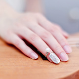 Mbox戒指 日韩女采用施华洛世奇水晶珍珠潮人关节开口戒指 指环珠