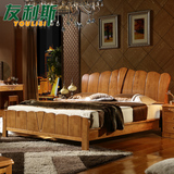 友利斯实木床双人床1.5米1.8米高箱床现代中式橡木床气动床储物床