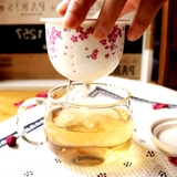玻璃杯花茶杯 办公室茶杯水杯 耐热杯子带盖创意双层过滤 樱花杯