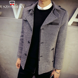 青年韩版加厚潮男夹克男士冬季休闲毛呢修身外套男外衣服外套夹克