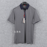 威可多男装 专柜正品 夏灰色100%桑蚕丝修身短袖T恤 男士 2650