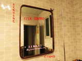 欧式铁艺镜美容院化妆镜镜卫生间镜长方形浴室镜壁挂式圆形挂镜子