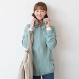 韩国代购2016MAR新春季女装大码宽松双层假两件带帽休闲长袖外套
