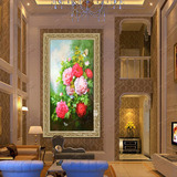 纯手绘欧式高档花卉油画牡丹花开富贵客厅卧室玄关挂画有框无框画