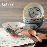 家乐滋日本进口陶瓷碗套装卡通可爱手绘吃饭碗日式儿童餐具家用