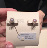【香港代购】mikimoto/日本御木本白金镶嵌单颗珍珠钻耳环钉05070