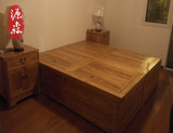 老榆木床实木家具双人床实木床高箱储物床箱床儿童床实木地台