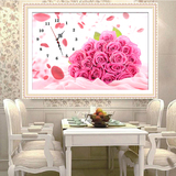 魔方5D圆钻石画钟表挂款满钻十字绣新款客厅卧室玫瑰花卉粘贴餐厅