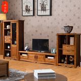 实木电视柜 组装组合柜 简约现代中式实木家具客厅电视柜榆木地柜