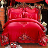 婚庆用品四件套六件套1.5m1.8m2.0m床床单床盖款全棉大红布置婚房