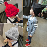 儿童帽子2015韩版秋冬款保暖毛线帽 宝宝针织帽婴幼儿卷边奶嘴帽