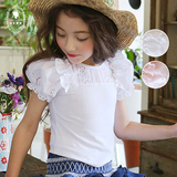 2016夏装新款韩国女童纯棉打底衫儿童短袖T恤韩版童装泡泡袖上衣