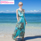 DYouSister海边度假吊带连衣裙波西米亚雪纺沙滩裙显瘦长裙