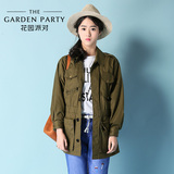 花园派对 2016秋装新款韩版宽松休闲时尚中长款学生印花女士外套